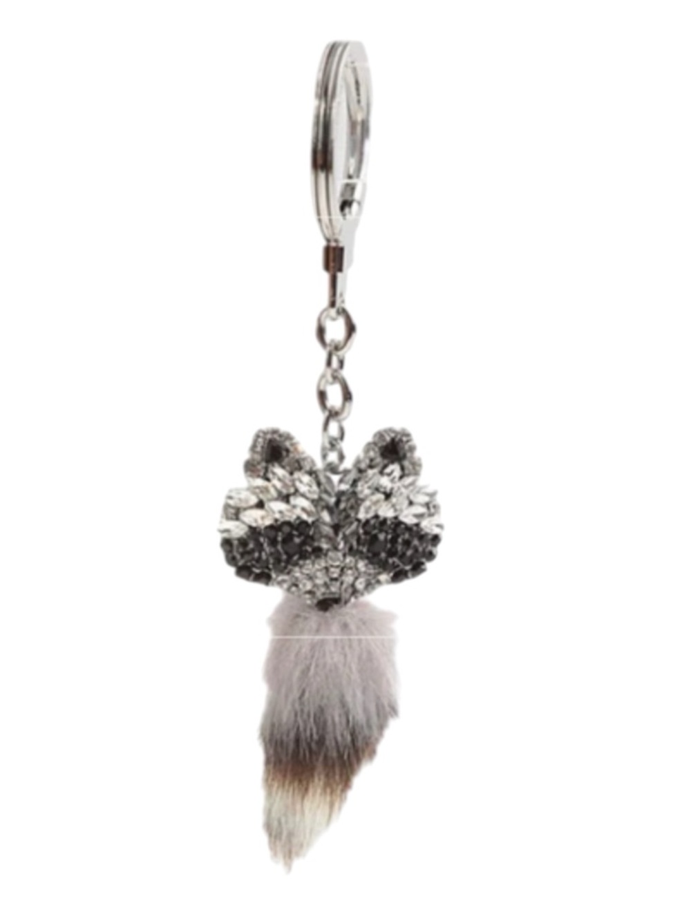 kate spade Silver Pave Raccoon Fur Keychain